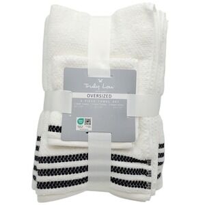 Truly Lou 6pc White Oversized Soft Cotton Towel Set 2‎ Bath 2 Hand 2 Wash